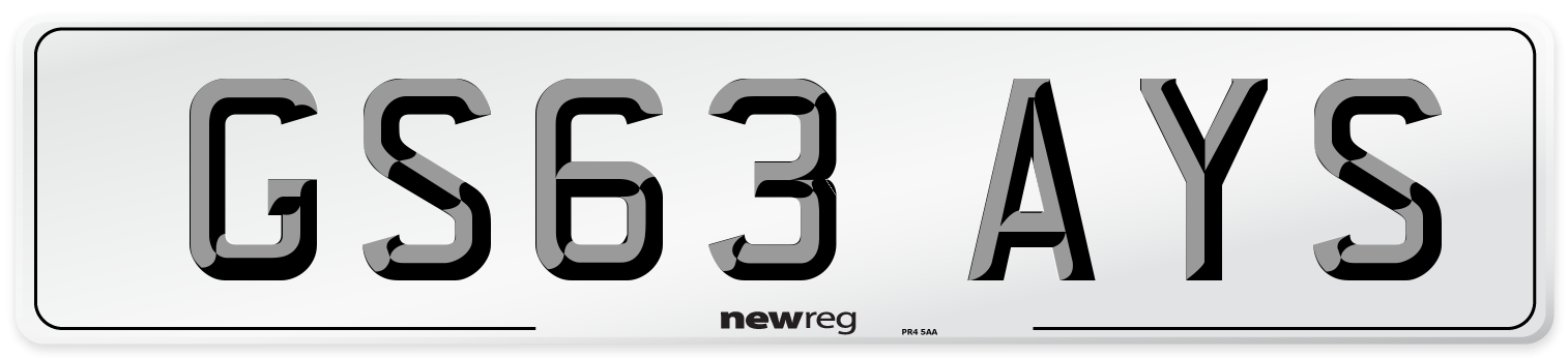 GS63 AYS Number Plate from New Reg